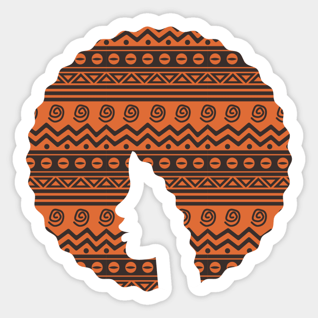 Afro Hair Woman with African Pattern, Black History Sticker by logiamerch
